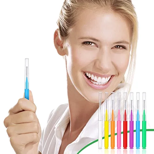 80 Pieces Multicolored Braces Brush for Cleaner Interdental Brush Toothpick Dental Tooth Flossing Head Oral Dental Hygiene Flosser Tooth Cleaning Tool Kit, 8 Colors view 4
