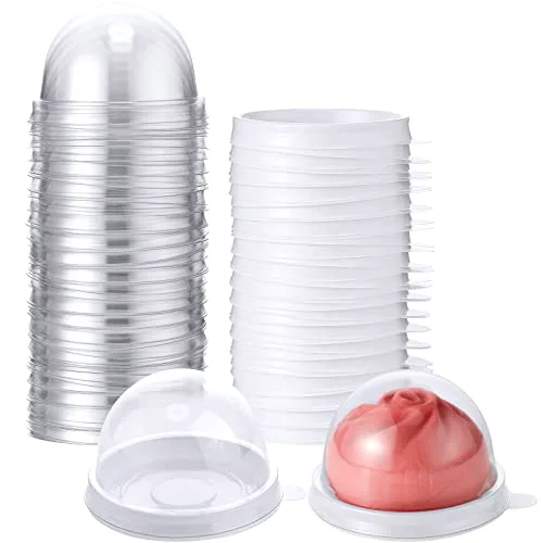 50 Pcs Clear Plastic Mini Cupcake Container, Mini Cupcake Box Muffin Dome Muffin Single Container Box for Wedding Birthday Cheese Pastry Dessert Cake