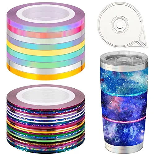 69 Rolls Striping Tape for Tumblers Vinyl Pinstripe Nail Thin Washi Tape Self Adhesive with Dispenser Case for Epoxy DIY Tumblers Nail Decoration Crafts, 1 mm and 3 mm