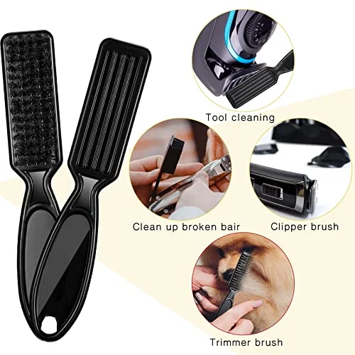 2 Pcs Barber Blade Cleaning Brush, Black, Gold view 4