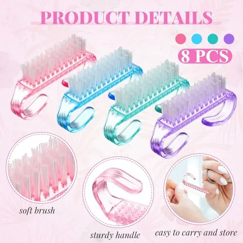 12 Pcs Nail Brushes for Cleaning, Fingernail Hand Toes,Transparent view 4