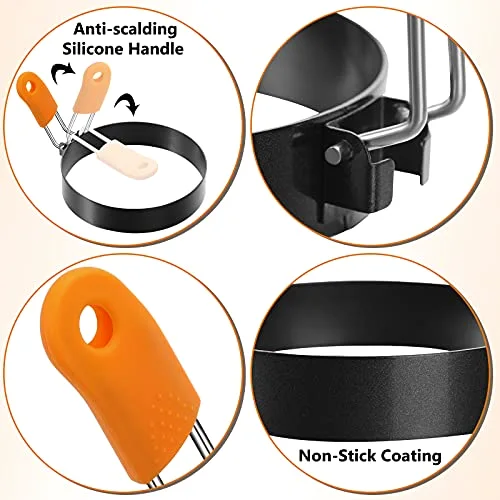 6 Pcs Egg Rings for Griddle Nonstick Pancake Molds,4, 6 Inch view 3