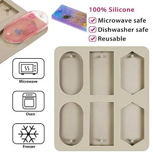 2 Pcs Silicone Wax Melt Molds Silicone Resin Keychain and Wax Sachets Epoxy Casting Jewelry Making Molds with Hanging Holes for DIY Jewelry Handicrafts Making view 3