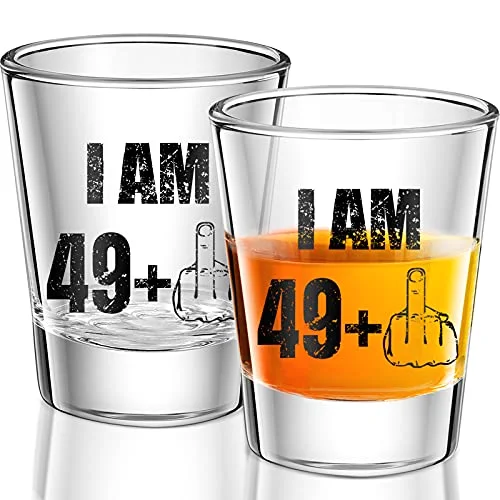 2 Pieces Middle Finger Shot Glass 2oz Black Funny Birthday Party Wine Glasses Present for Women and Men Celebrate Turning Birthday Decoration