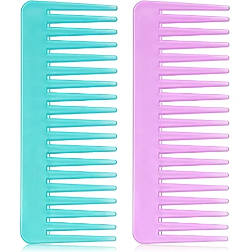 Wide Tooth Comb No Handle,Cyan, Purple