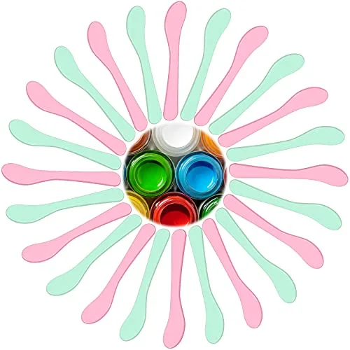 24 Pcs Plastic Paint Stir Sticks Pink and Green Reusable Mixing Sticks Facial Mask Cosmetic Spatula, 6 Inch DIY Crafts Tools for Mixing Resin, Liquid, Epoxy, Crafts