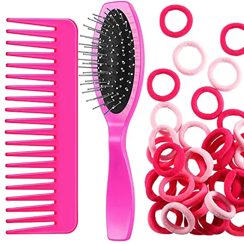 Doll Hair Care Set, Doll Hairbrush Wig Wire Brush, Wide Tooth Comb, 50 Piece Nylon Ties,Styling Accessories
