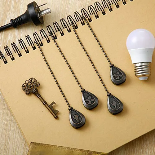 8 Pieces Bronzed Ceiling Fan Pull Chain Extension Pendant Ornament 12 Inch Ceiling Pull Chain Extender Classic Drop Shaped Pendant Beaded Ball Cord for Fan Light Lamp Decorative with Connector view 2