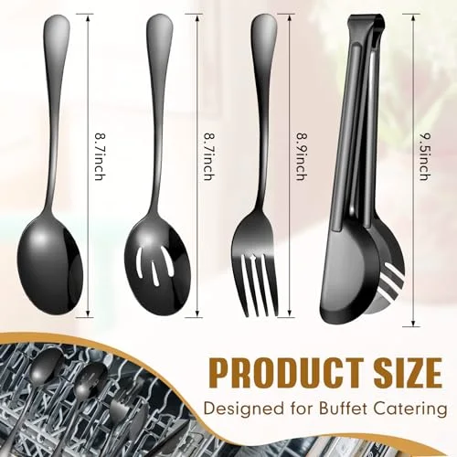 15 Pieces Black Serving Utensil Set, Stainless Steel Buffet view 2