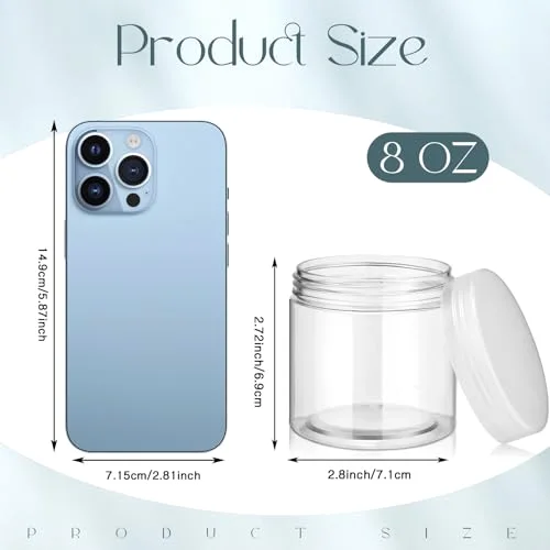4 Pcs Plastic Jars Wide Mouth with Lids,8 Ounce,Clear view 2