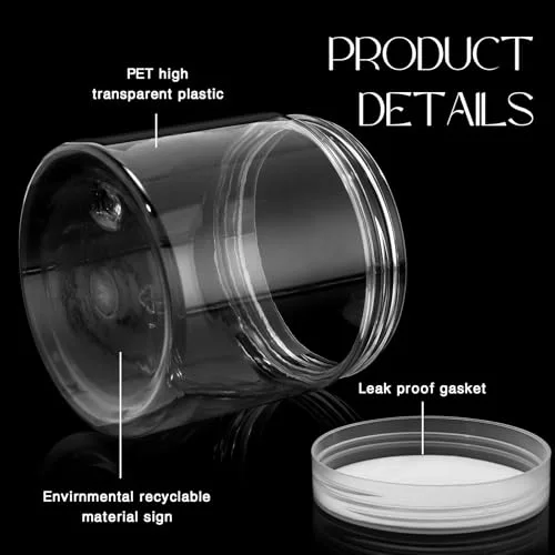 4 Pcs Plastic Jars Wide Mouth with Lids,8 Ounce,Clear view 3