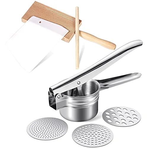 Potato Ricer Set, 3 Discs, Gnocchi Board, Rolling Pin, Pasta Tools