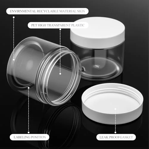 60 Pcs Plastic Containers with Lids, Round Leakproof Cosmetic Containers, Multipurpose Storage Jars for Makeup, Lotion, Ointment, Rhinestone Samples, Dry Food and Toiletries view 4