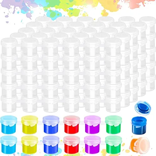 200 Strips 1200 Pots Empty Paint Pots with Lids Mini Plastic Paint Storage Container Strips Art Painting Craft Supplies for Classrooms Schools Paintings Art Festivals