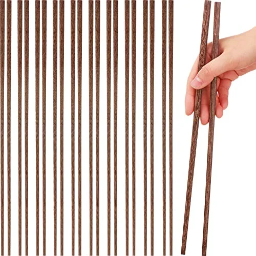 10 Pairs Wooden Cooking Chopsticks Reusable 12 Inch Extra Long Chop Sticks Natural Chinese Style Chopsticks for Noodles, Frying, Hot Pot, Cooking