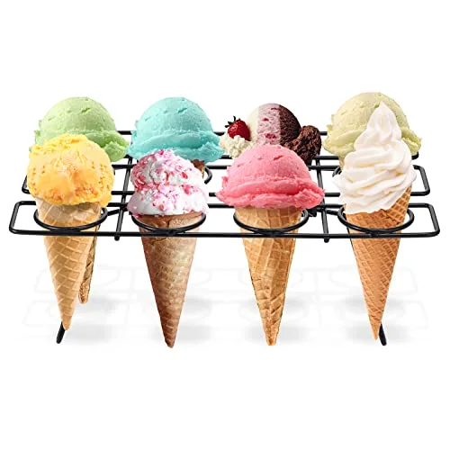 2 Pack Ice Cream Cone Baking Racks 12-cavity Cupcake Cone Holders Cupcakes Display Stands Cooling Racks for Home Kitchen Baking Cooking Ice Cream Tools Supplies view 3