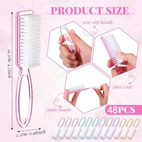 100 Pcs Nail Brushes for Cleaning, Fingernail Hand Toes,Transparent view 3