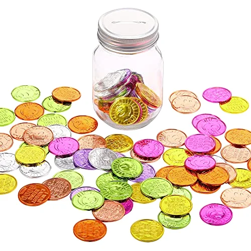 100 Pieces Caught Being Good Coins with Reward Jar Behavior Tokens Classroom Behavior Incentives Coin Reward Tokens for 100 Days of School Classroom Teacher Learning Incentives