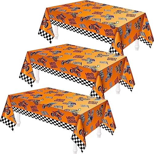 Dirt Bike Birthday Party Decorations Tablecloths Motorcycle Dirt Bike Theme Table Covers Checkered Racing Baby Shower Party Favor Supplies