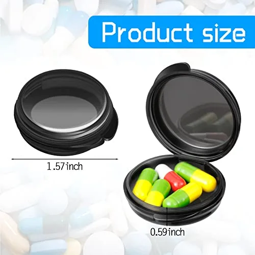 6 Packs Small Pill Box Organizer Pill Case, Black, Purple, Blue view 2