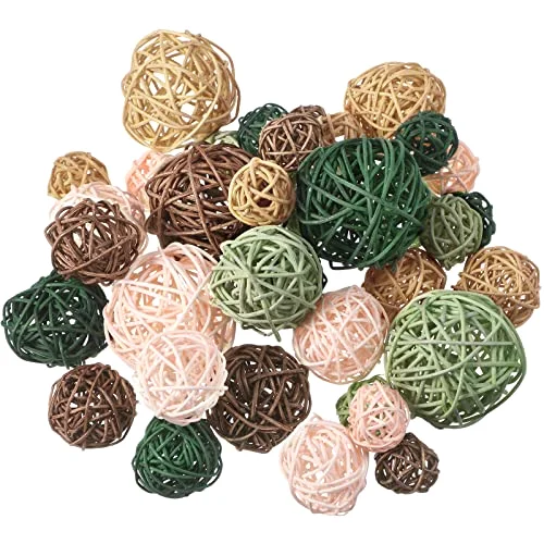 Wicker Ball Orbs,Vivid Color,2.4'',2'',1.6'',1.2''