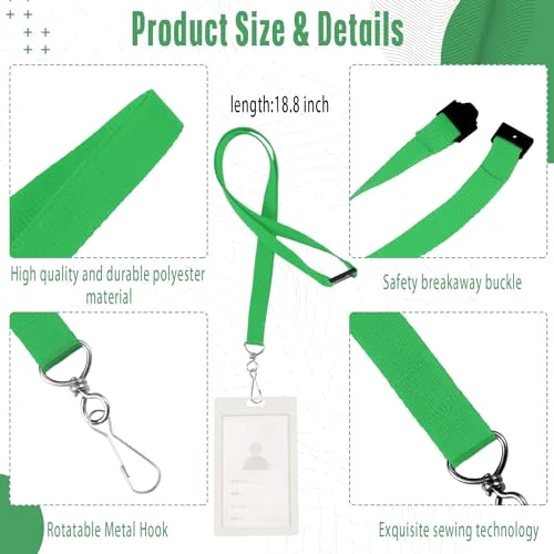 120 Pcs Breakaway Lanyards with J Hook Bulk Flat for ID Badges Neck Badge Lanyards Card Name tag Holder Neck Straps view 2