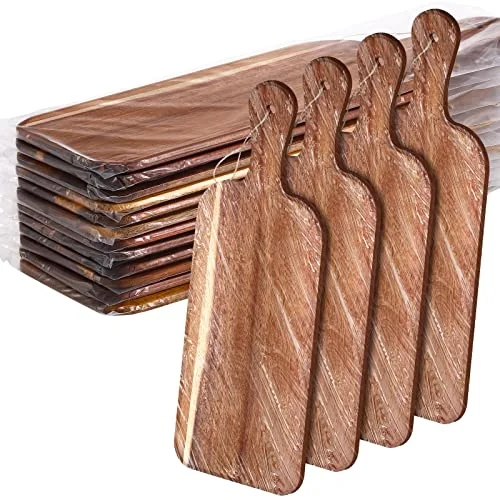 12 Packs Wooden Cutting Board Set with Handles Large Kitchen Serving Plain Chopping Board Bulk Gifts for Mom for Vegetables Meat Pizza Cheese Fruit Bread