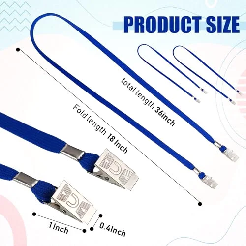 Twist Free Double Clip Lanyard, Blue view 2
