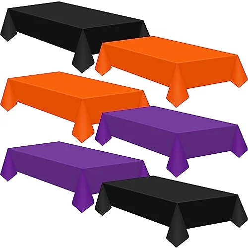 Halloween Tablecloth 54"x108", Black, Orange, Purple, 24 Pcs