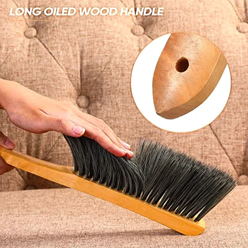 2 Pcs Wooden Bench Brushes Fireplace Brush, Gray view 3