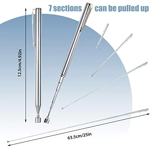4 Pieces Telescoping Magnetic Pick up Tool, 25 Inch,Silver view 2