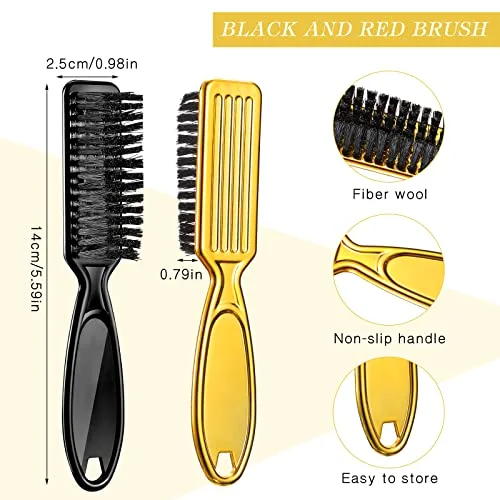 2 Pcs Barber Blade Cleaning Brush, Black, Gold view 2