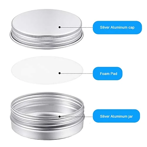 72 Pcs 2 oz Aluminum Tins Salve Containers with Screw Lid and Labels Round Cans Travel Cosmetic Metal Tins Jar for Candles Lotion Bars Balms Food Spice Candies DIY Crafts view 2