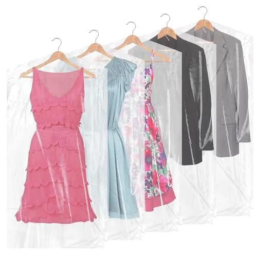 40 Pcs 72/40inch Dry Cleaning Bags for Extra Long Garment Bags for Hanging Clothes Dry Cleaner Plastic Garment for Launderette Wedding Dresses Suits Coats
