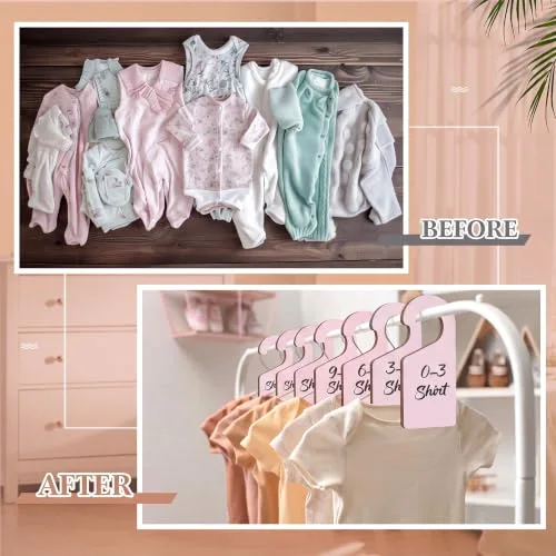 14 Pcs Blank Wooden Clothing Rack Divider with Marker Pen Closet Blank Organizers Hanger Separators Hanging Closet Divider for Home Nursery Clothes view 4