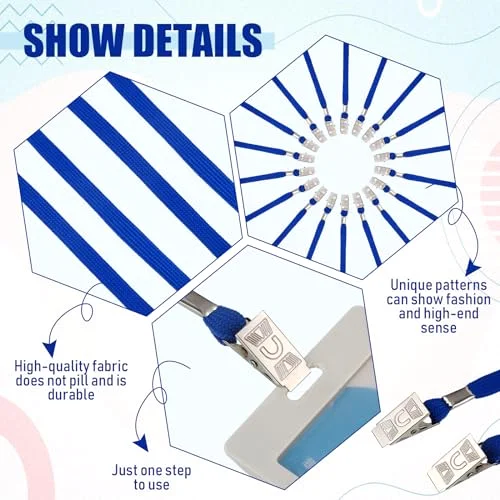 Twist Free Double Clip Lanyard, Blue view 4
