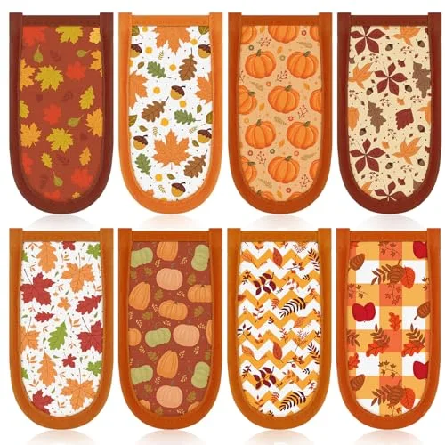8 Pieces Thanksgiving Cast Iron Skillet Handle Covers Pan Handle Holder Sleeve Heat Resistant Non Slip Skillet Pot Holders Mitt for Thanksgiving Harvest Party Gift Kitchen Cooking Decor