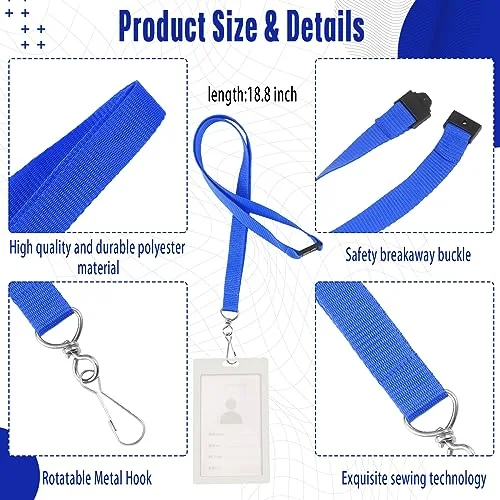 120 Pcs Breakaway Lanyards with J Hook Bulk Flat for ID Badges Neck Badge Lanyards Card Nametag Holder Neck Straps view 2