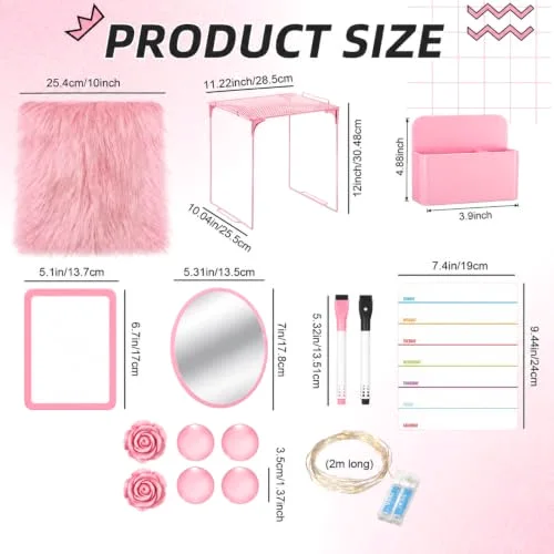11 Pcs Back to School Locker Accessories Kit, Pink, Classic view 3