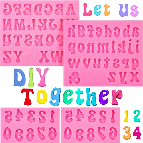 4 Pcs Silicone Letter Number Molds for Chocolate