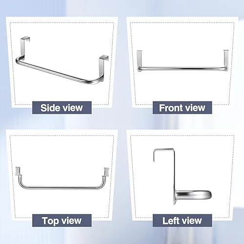 Over Cabinet Door Towel Bar, Metal Kitchen Rack,Silver view 3