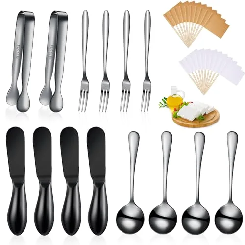 14 Pcs Cheese Spreaders Stainless Steel Charcuterie Set, Black
