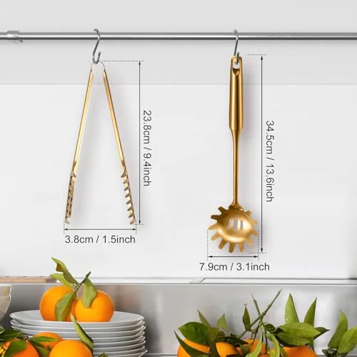 Stainless Steel Spaghetti Spoon and Pasta Tongs Set, Long Handle Noodle Server Tools with Drain Holes, Non-slip Grip for Cooking, Serving Pasta and Noodles view 4
