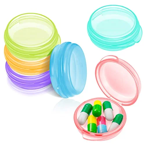 6 Packs Small Pill Box Organizer Pill Case, Fresh Color