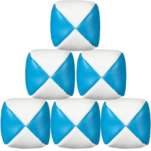 6 Pack Juggling Balls for Beginners, Soft Juggle,White Blue