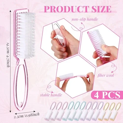 12 Pcs Nail Brushes for Cleaning, Fingernail Hand Toes,Transparent view 3