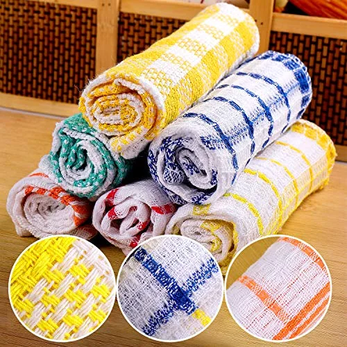 12 Kitchen Dish Rags,Bright Color,13.8'' X 13.8'', 11.8 X 11.8'' view 3