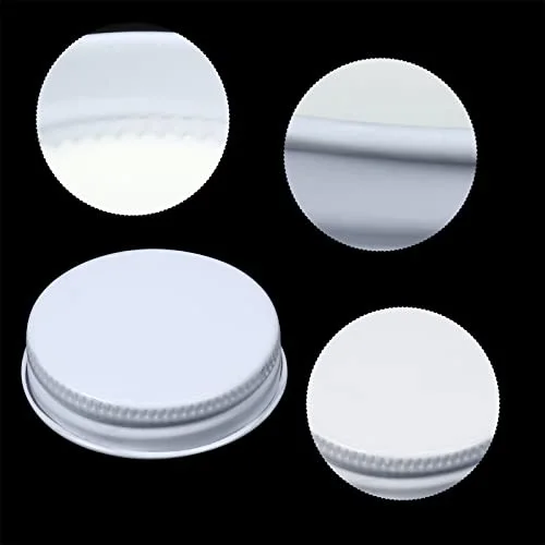 54 Pieces 38 mm White Growler Caps Lids, Tinplate Metal Screw Caps with White Filling Glue Fits for Most 1/2 and 1 Gallon Jugs view 3