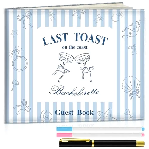 Bachelorette Party Guest Book Last Toast on the Coast Photo Album Scrapbook, 8.7 x 7.1 Inches for Bridal Shower Keepsake Sign in Book with Pen, 56 Sheets