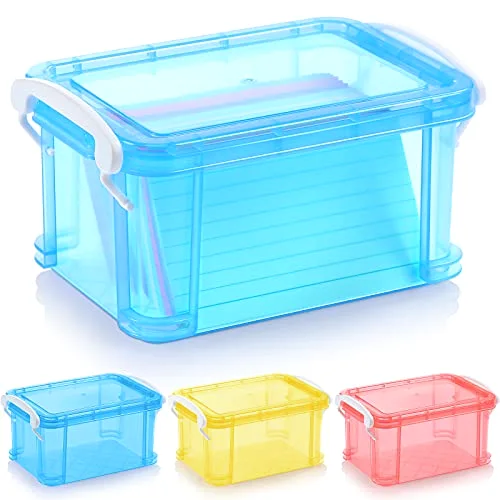 3 Pcs Index Card Box 3 x 5 Inch Flash Note Card Holder Recipe Study Colored Storage Organizer for Office Teacher Gift